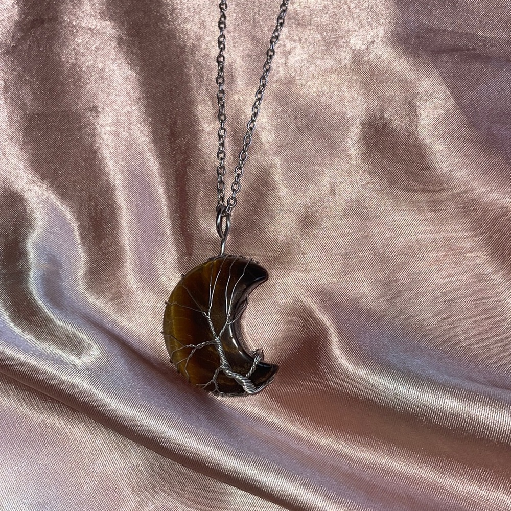Tigers eye moon necklace